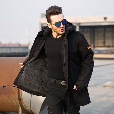 Men's Military Fan Trench Hooded Stand Collar Cotton Coat eprolo