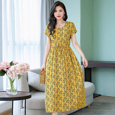 Women's Fashion Casual Cotton Linen Mid-length Dresses eprolo