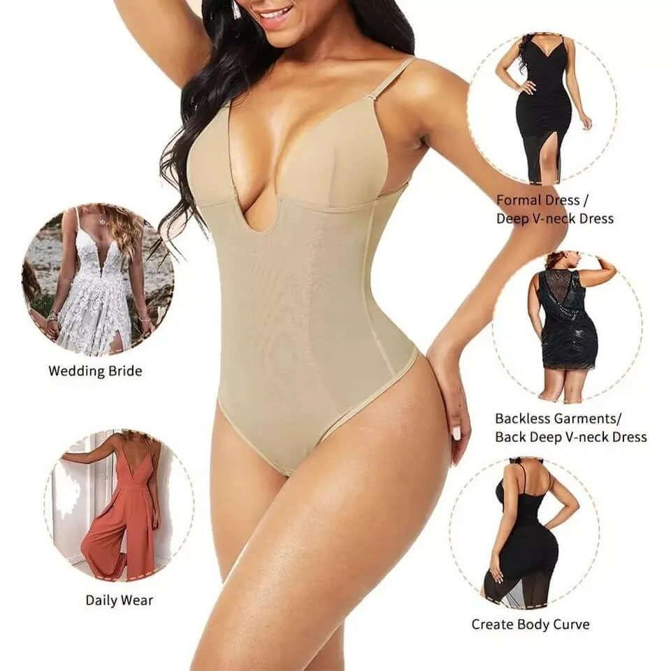 Slimming backless body-shaping corset with T-back design