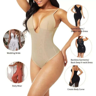 Slimming backless body-shaping corset with T-back design