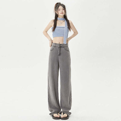 Ice Silk Thin Jeans Women's Comfortable Wide-leg Pants eprolo