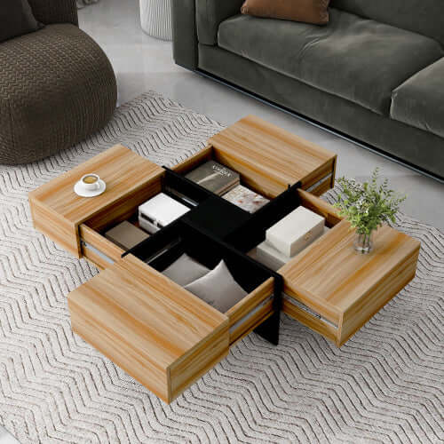 Unique Design Coffee Table With 4 Hidden Storage Compartments eprolo