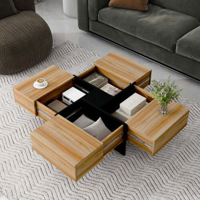 Unique Design Coffee Table With 4 Hidden Storage Compartments eprolo