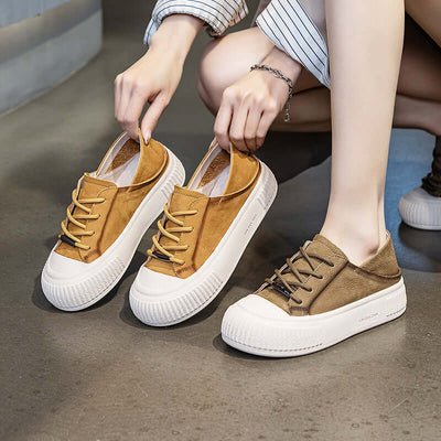 Female Cowhide Platform Soft Bottom Casual Shoes eprolo