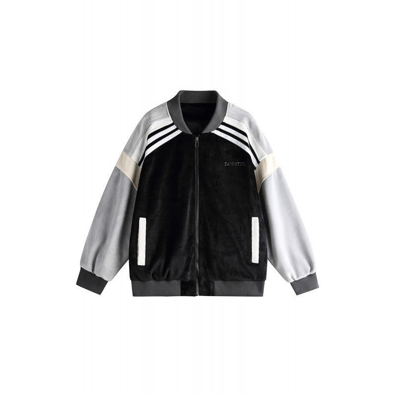 Couple Color Contrast Patchwork Loose Baseball Uniform Jacket Coat eprolo