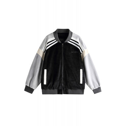 Couple Color Contrast Patchwork Loose Baseball Uniform Jacket Coat eprolo