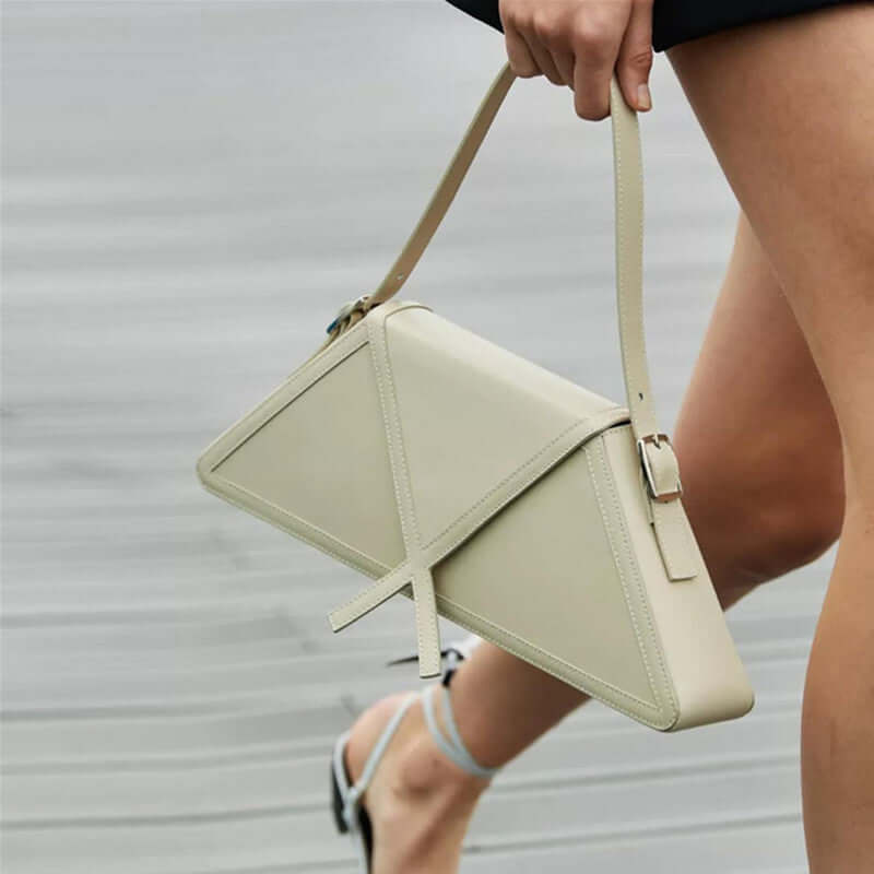 Stitching Contrast Trapezoid Shoulder Bag Panelled Trapezoid Underarm Bag eprolo