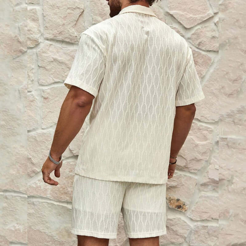 Men Tracksuits Summer Fashion Solid Loose Casual Two Pieces Lapel Button Shirt Shorts Beach Holiday All-match Outfits Male eprolo