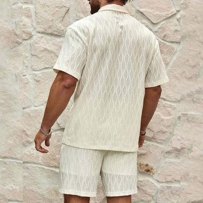 Men Tracksuits Summer Fashion Solid Loose Casual Two Pieces Lapel Button Shirt Shorts Beach Holiday All-match Outfits Male eprolo