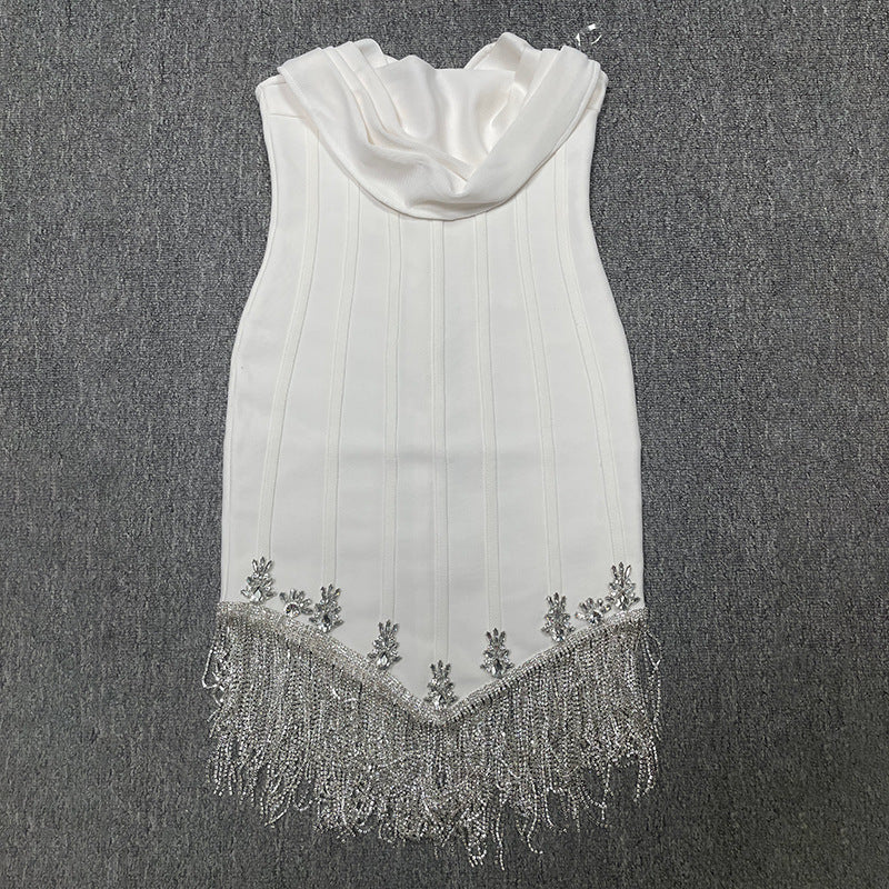 Tassel Tube Top Pile Collar Temperament Bandage Women's Clothing Dress eprolo