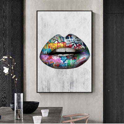 Abstract graffiti lip wall painting eprolo