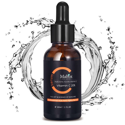 MABOX Vitamin C Serum with Hyaluronic Acid and Vitamin E, 30ml, essential for anti-aging skincare.