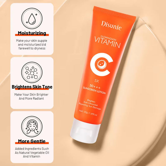 Sunscreen Cream Spf 50 Vitamin C Collagen Moisturizer Brightening Lotion Korean Skin Care Sun Block Sunscreen For The Black Skin eprolo