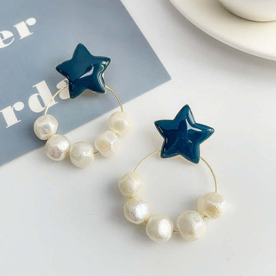 Irregular Pearl Earrings Earrings Ins Net Red Five-pointed Star Earrings eprolo