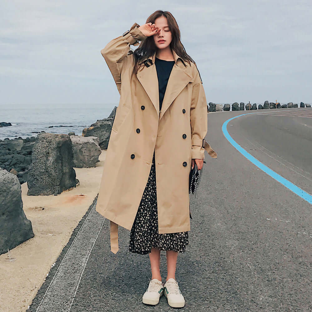 Stylish slim autumn over-the-knee coat eprolo