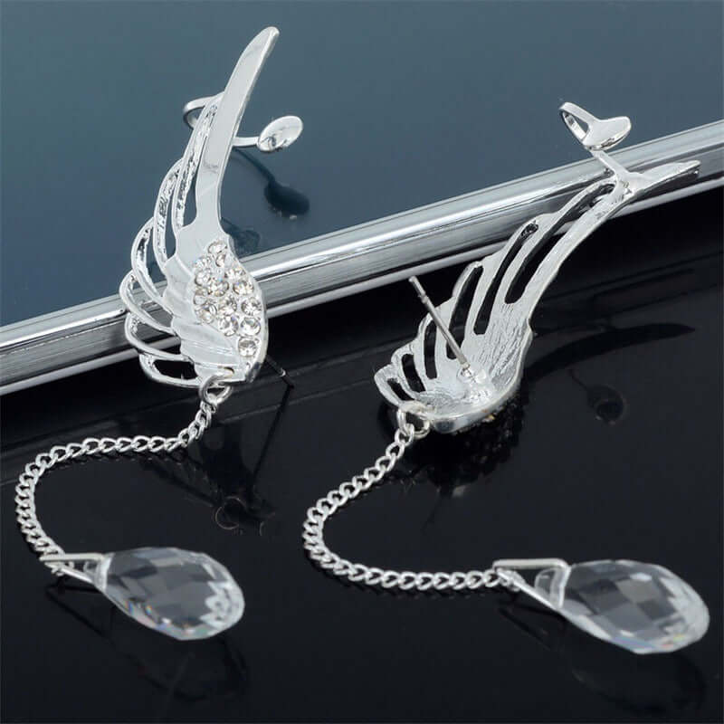 Opal Leaf EarNail Earring Petal Set Diamond Korean Version Ear Bone Ear Clip eprolo
