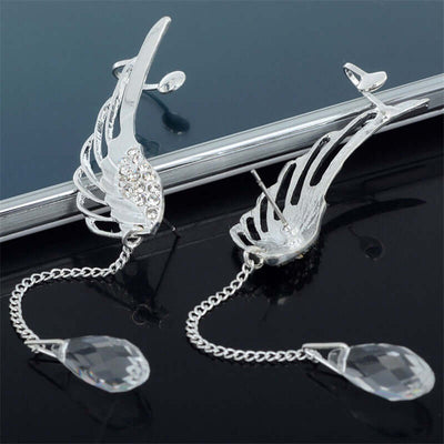 Opal Leaf EarNail Earring Petal Set Diamond Korean Version Ear Bone Ear Clip eprolo