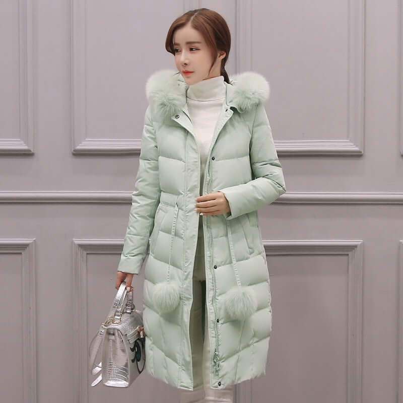 Korean down cotton-padded overcoat for women over the knee eprolo
