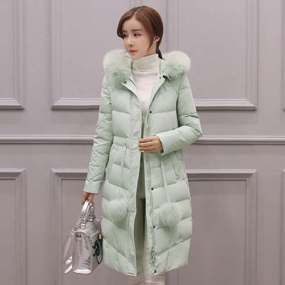 Korean down cotton-padded overcoat for women over the knee eprolo