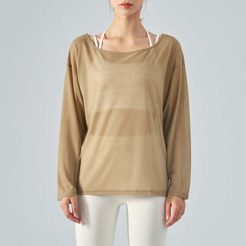 Yoga Yoga Clothes Women's Loose Long Sleeve Lightweight Quick-drying Sports Workout Blouse eprolo