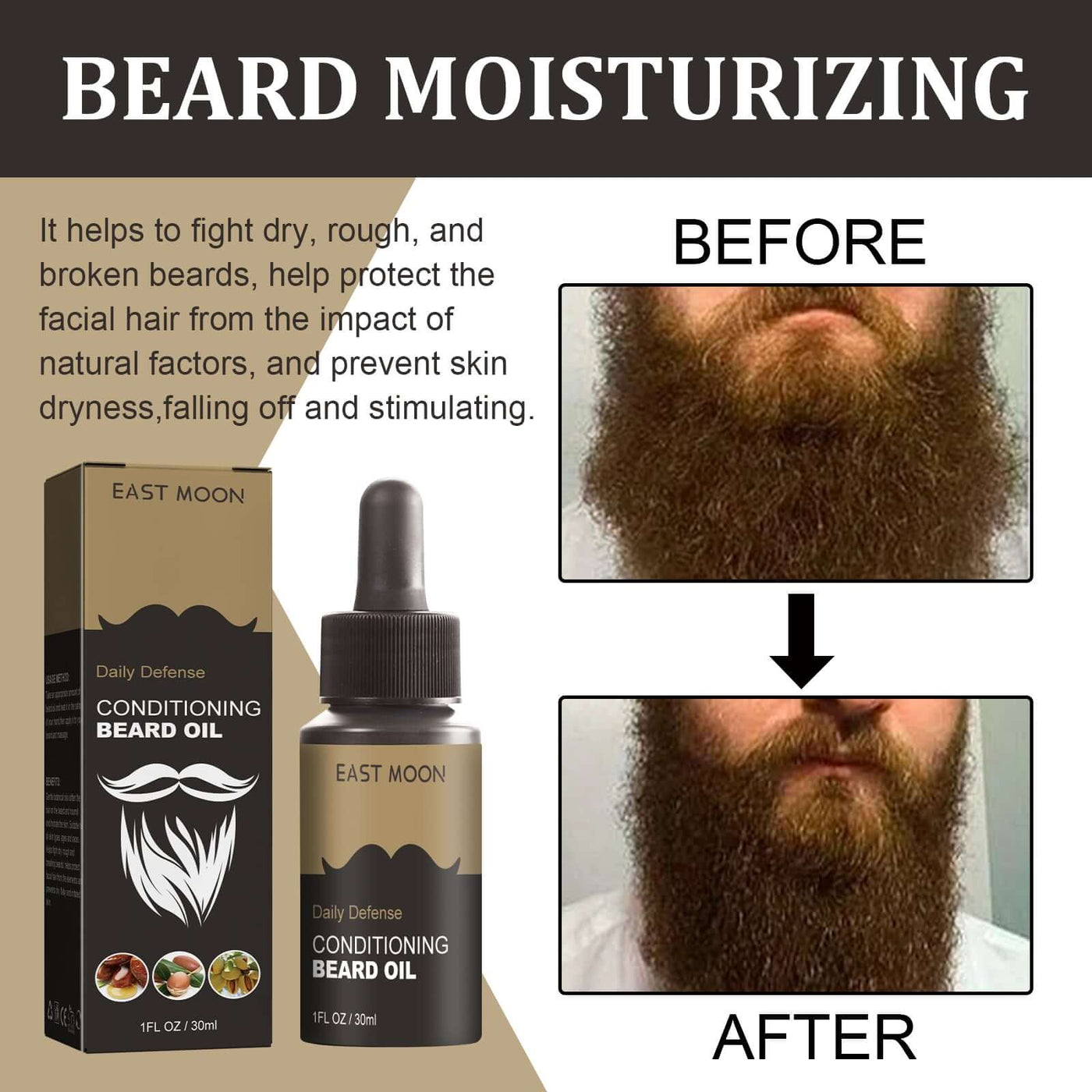 Beard Care Oil Men's Beard Oil Repair Frizzy Strong Hair Moisturizing Soft Shine Beard eprolo