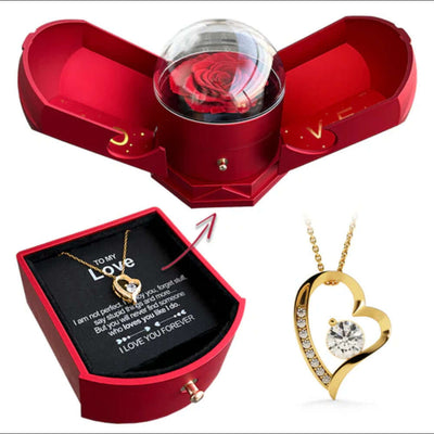 Double open rose gift box drawer style rose jewelry box angel wings Chinese Valentine's Day necklace gift box eprolo