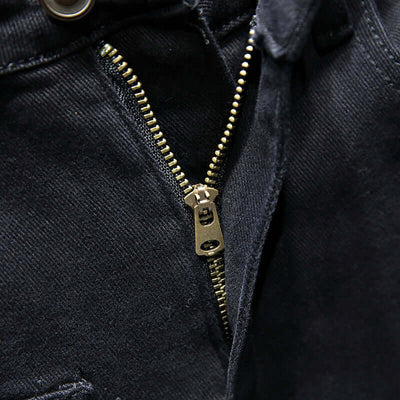 Spring And Summer New Jeans Pure Black Ripped Stretch Jeans Men Black Jeans Men eprolo