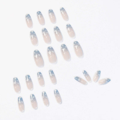 Gray Blue Cotton Cloud Wearing Nail Finished Soft Nail Fake Nail  Patch  Removable eprolo