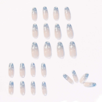 Gray Blue Cotton Cloud Wearing Nail Finished Soft Nail Fake Nail  Patch  Removable eprolo
