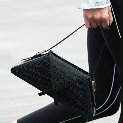 Stitching Contrast Trapezoid Shoulder Bag Panelled Trapezoid Underarm Bag eprolo