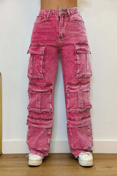 Women's Casual Jeans With Pockets And Diamonds Overalls Dropshipman