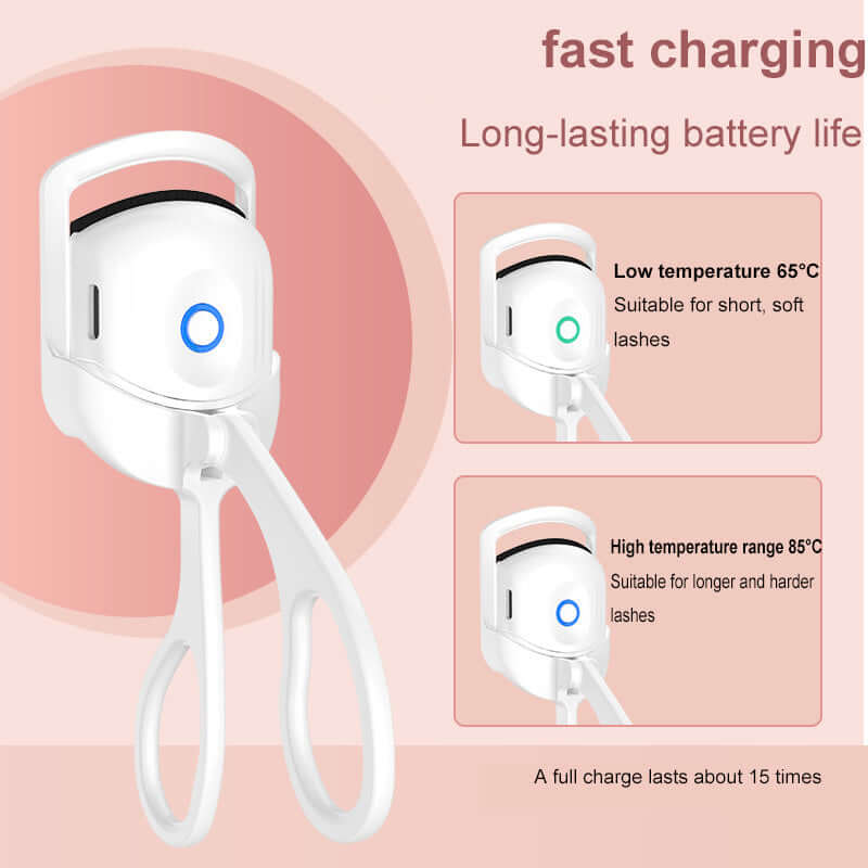 Thermal eyelash curler tool with handheld design and heat function