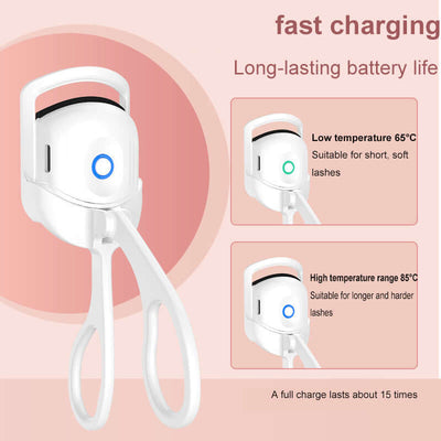 Thermal eyelash curler tool with handheld design and heat function