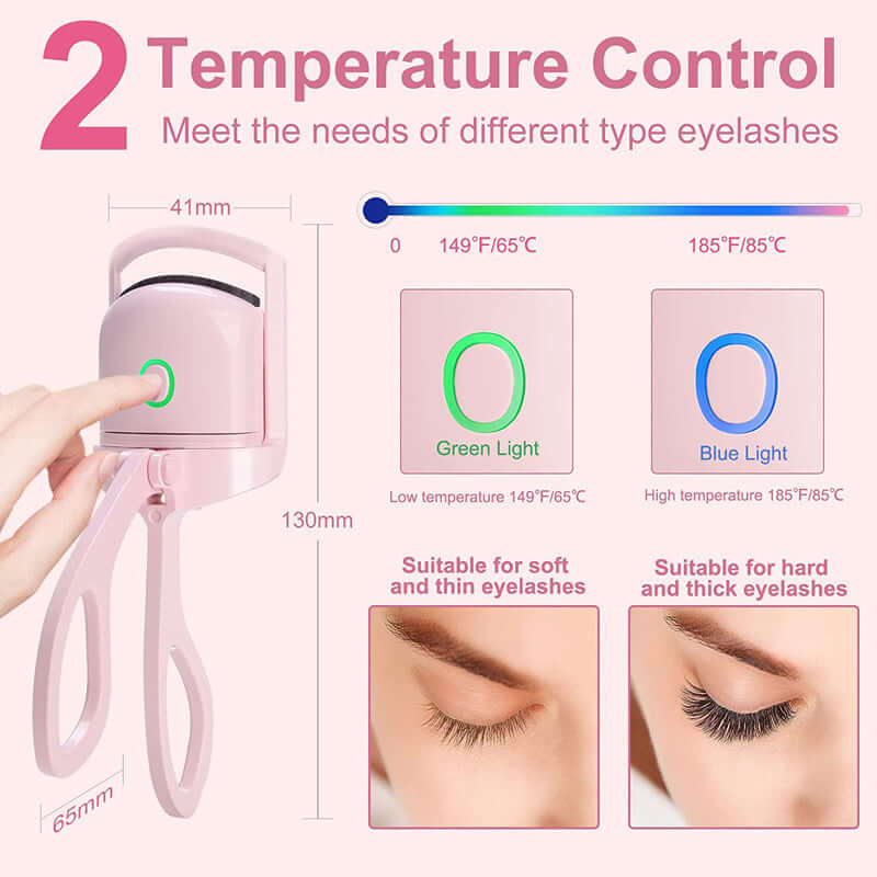 Thermal eyelash curler tool with handheld design and heat function