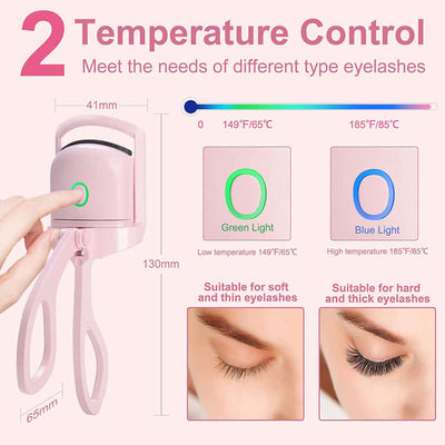 Thermal eyelash curler tool with handheld design and heat function