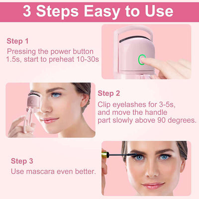 Thermal eyelash curler tool with handheld design and heat function