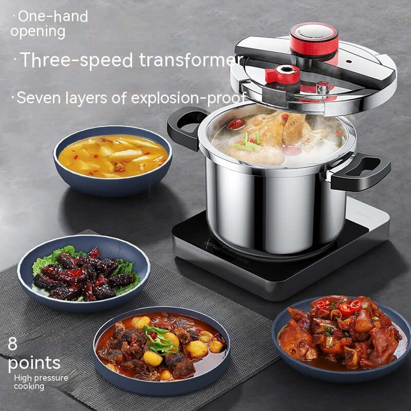 Stainless Steel Pressure Cooker 6L Household Thickened Explosion-proof Pressure Cooker Three-speed Stew Energy-saving Pot eprolo