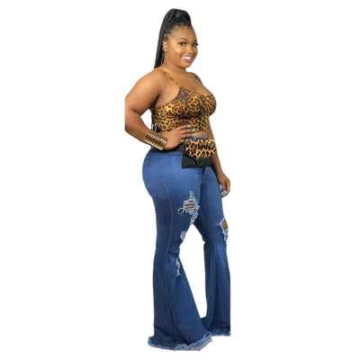 Fashion Knee Ripped Slim Denim Stretch Jeans Dropshipman