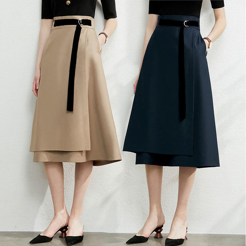 Irregular slit high waist slim A-line skirt eprolo