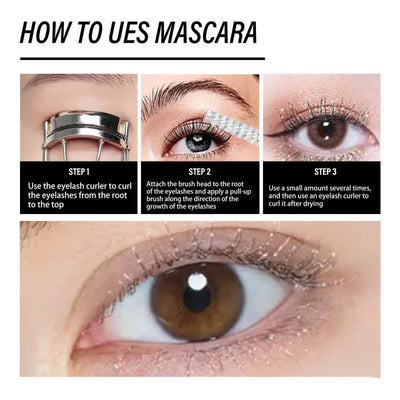 Crushed Diamond Mascara, Set Primer Instant Dry Film Flash Tear Eye Non-Smell-Free Mascara eprolo