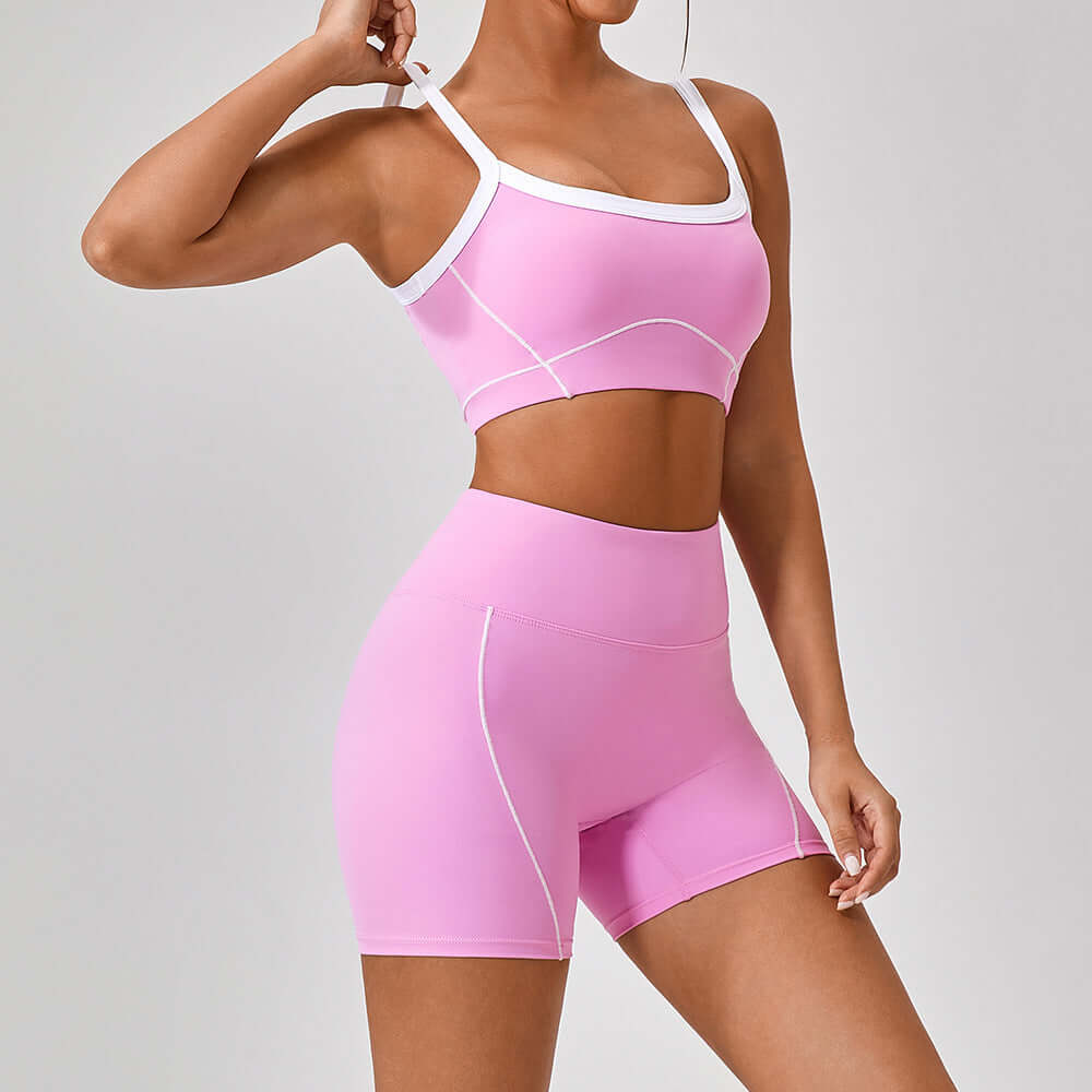 Outdoor Sports Yoga Suits Women's Spaghetti Strap Contrast Color Fitness Set Outfits eprolo