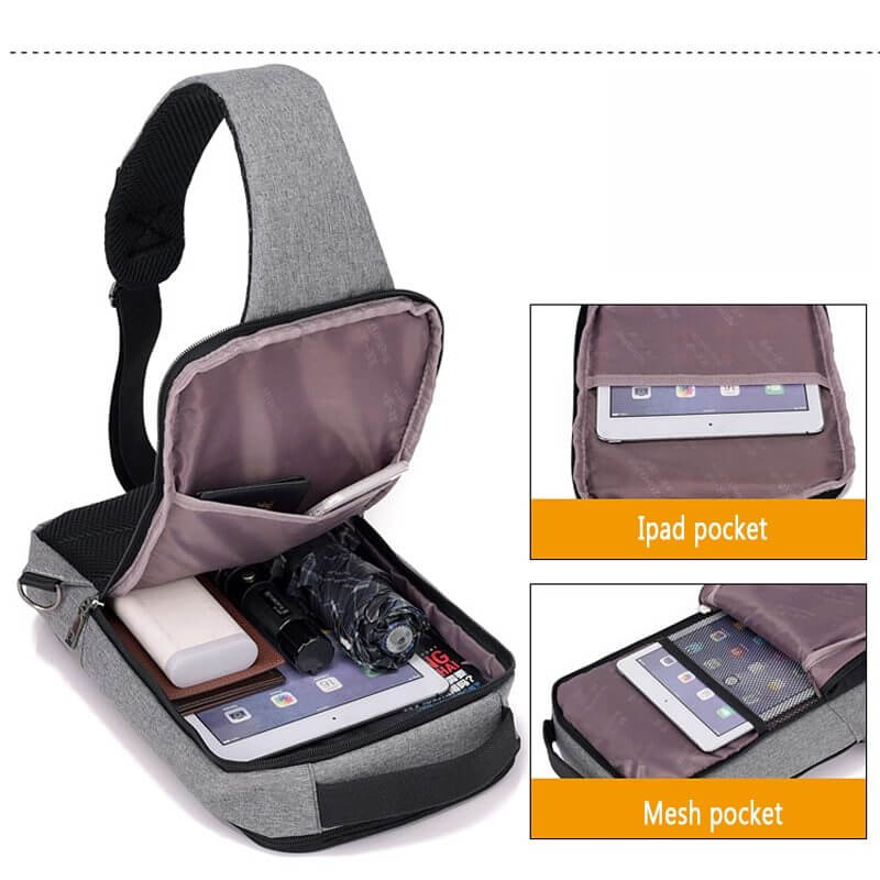 Anti-theft USB charging chest bag with you eprolo