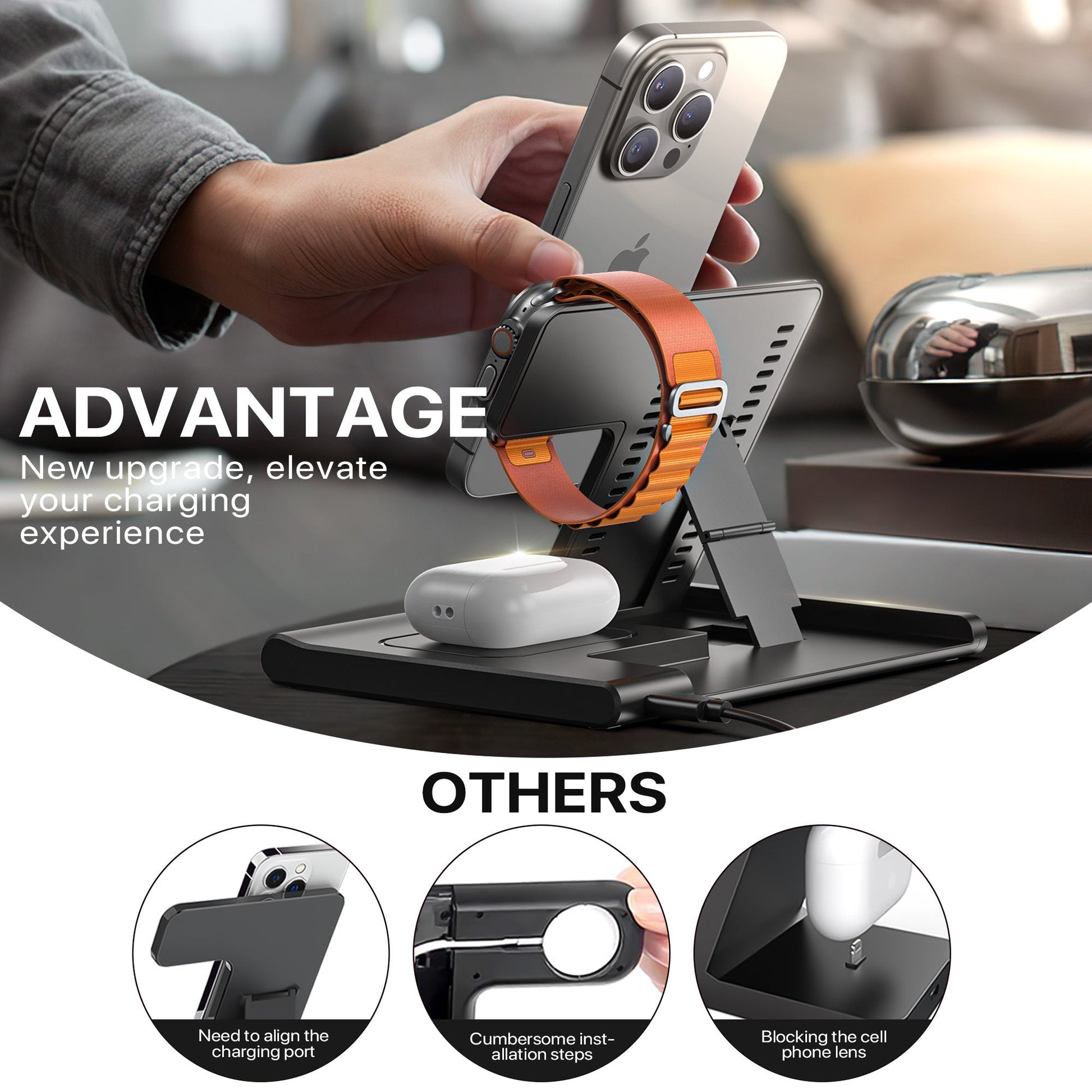 3 In 1 Wireless Charging Sation For Multiple Devices 15W Fast Charging Stand eprolo