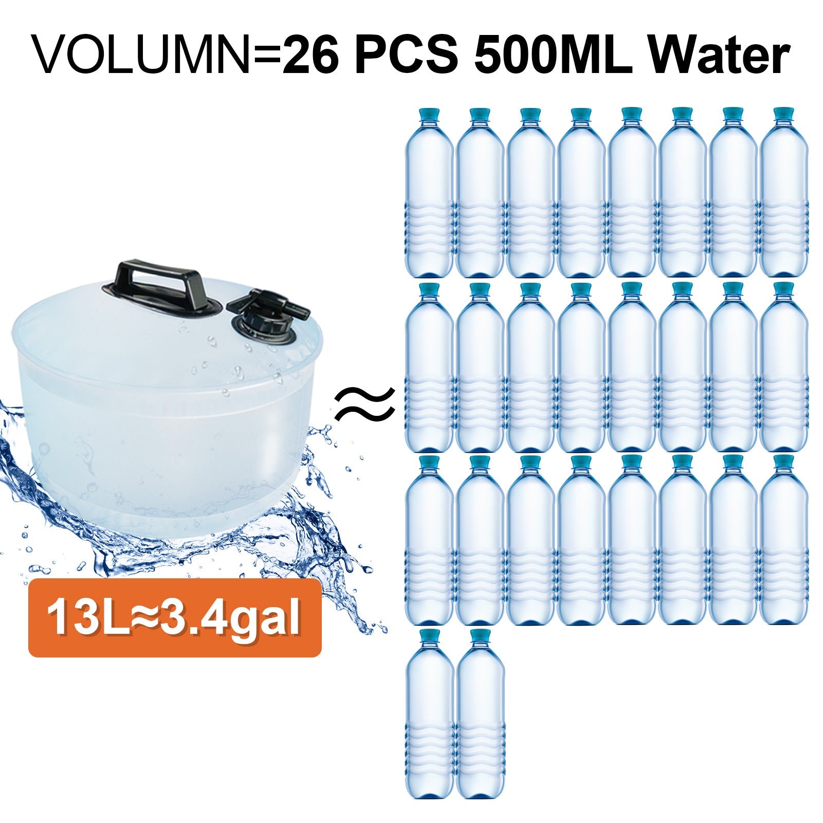 13L Portable Camping Water Bag Outdoor Travel Car Water Storage Equipment Emergency Foldable Water Container Home Living Water Tanks eprolo