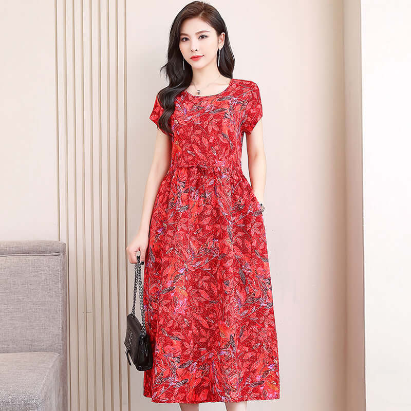 Women's Fashion Casual Cotton Linen Mid-length Dresses eprolo