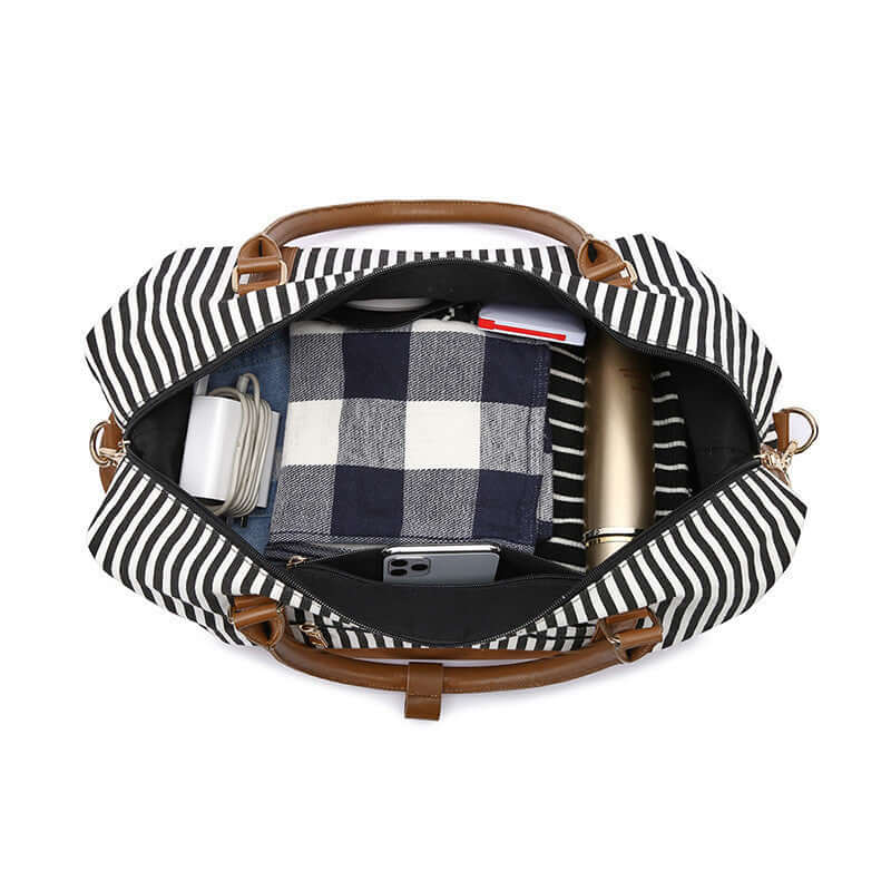 Women's Hand Striped Canvas Duffle Bag eprolo