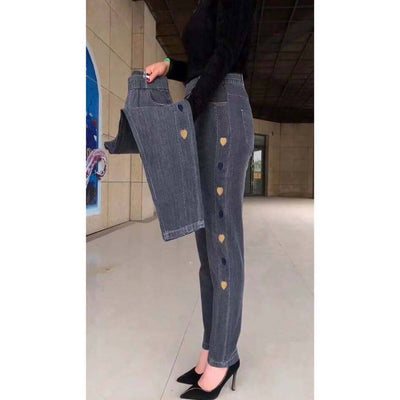 Women's Plus Size Thin High Waist Stretch Jeans Dropshipman