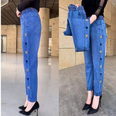 Women's Plus Size Thin High Waist Stretch Jeans Dropshipman