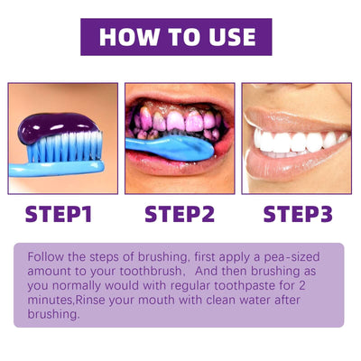 Purple Brightening White Toothpaste, Cleaning Stains Fresh Breath Brightening And Whitening Teeth Toothpaste eprolo