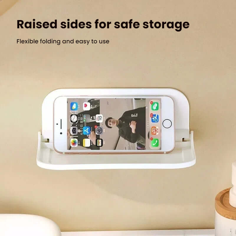 New Foldable Punch - Free Wall - mounted Plastic Floating Shelf for Bathroom and Toilet, Ideal for Towel and Clothes Storage eprolo